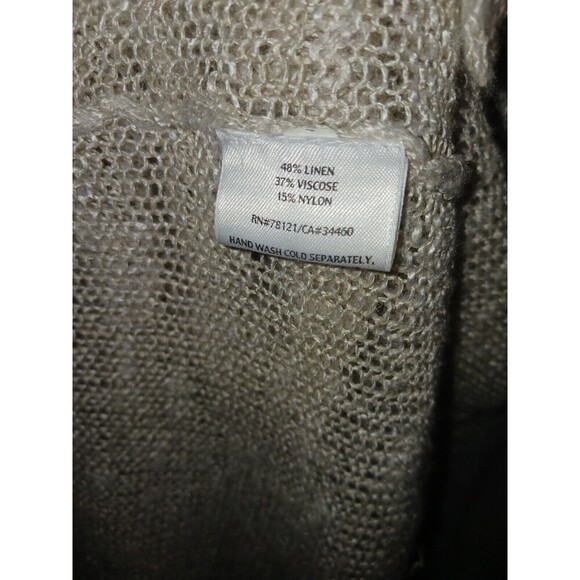 EILEEN FISHER Cardigan‎ Duster XL Women's Linen Blend Open Front Oatmeal Beige * - Picture 5 of 16